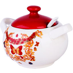 30778 Сахарница с крышкой 375мл с ложкой 3пр Романтика доломит LR (х36)