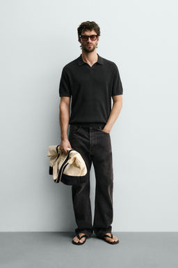 POLO PUNTO REGULAR FIT ESTRUCTURA / Negro lavado