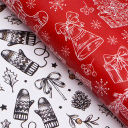 Цена за 10 шт. Бумага упаковочная новогодняя глянцевая, двусторонняя «Новогоднее настроение», 50×70 см