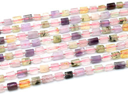 Бусины из самоцветов цилиндр гранями 6*9мм, 37,5см, 34 бусины Радуга камня