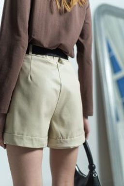 ЭКОКОЖА!!! Шорты Мэйк (молочный) - Nadi bordo фото 7