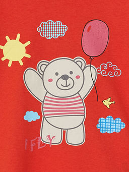 Bisiklet Yaka K?sa Kollu Bask?l? Erkek Bebek Ti??rt