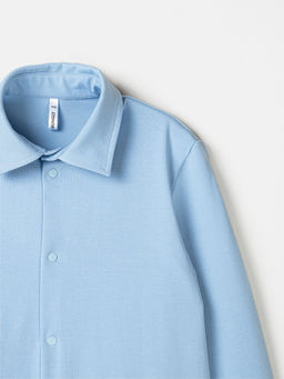 Рубашка трикотажная Голубая на кнопках 7+ - Bungly фото 3