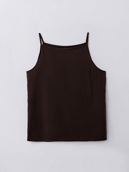 Блузка женская коричневая на тонких бретелях с поясом - Mark formelle фото 5