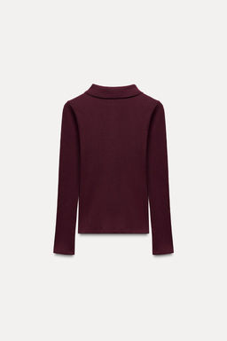 CABLE-KNIT POLO TOP - Zara фото 18