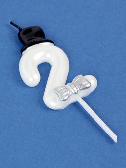 Цена за 3 шт. Свеча для торта «Джентельмен», цифра 2, белая