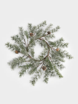 Венок декоративный, 16/48 см, пластик/шишки, Еловая ветка, Interior Conifer