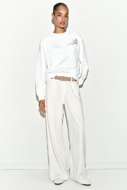SUDADERA BORDADO FLORES / Blanco - Zara фото 4