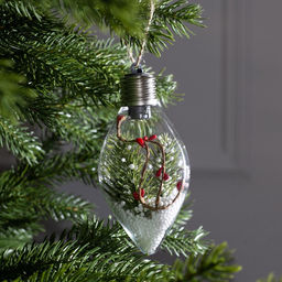 Ёлочный шар «Ветка ели», 5 LED, от батареек, свечение белое