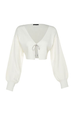 Ekru Super Crop Basic Fiyonklu Triko H?rka TWOAW24HI00315