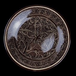 Тарелка 28см, плоская Риштанская керамика коричневая