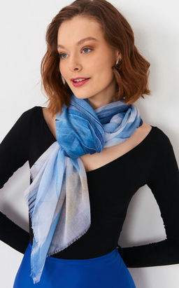 Большой, мягкий, тонкий и очень нежный двусторонний палантин с рисунком в стиле арт-деко - Tantino фото 10