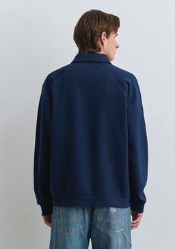 Polo Yaka Mavi Patch Logo Lacivert Sweatshirt