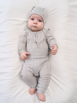 Боди с длинным рукавом "Жемчуг" из ажурного хлопка 0+