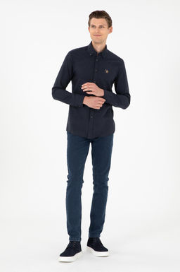 Мужская темно-синяя базовая рубашка с длинным рукавом Неожиданная скидка в корзине - U.s. polo assn фото 4