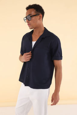 TRENDYOL MAN Lacivert Unisex Boxy Fit Poplin Yazl?k K?sa Kollu Gomlek TMNSS25GO00042 - Trendyolmilla фото 3