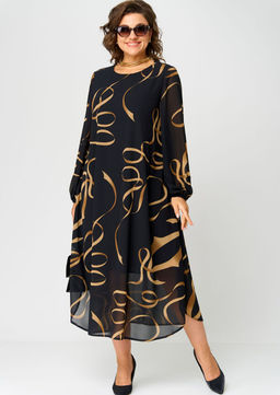 Платье EVA GRANT 7281 черный с принтом  фото 8