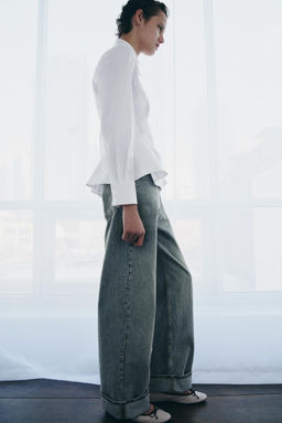 CAMISA POPEL?N PEPLUM ZW COLLECTION / Blanco - Zara фото 4