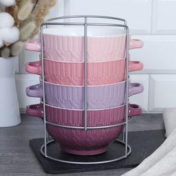 Супница с ручками 4 штуки на подставке / 20110-1 /уп 6/ Косичка - Галеонтрейд фото 6