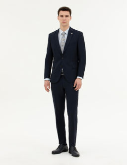 Lacivert Ex. Slim Fit Y_n Tak_m Elbise