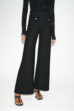 BOUCL_ METALLIC THREAD TROUSERS - Zara фото 11