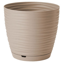 "Saffron" Горшок для цветов пластмассовый 2,6л, д17,6см, h16,2см, с поддоном, бежевый (Россия)