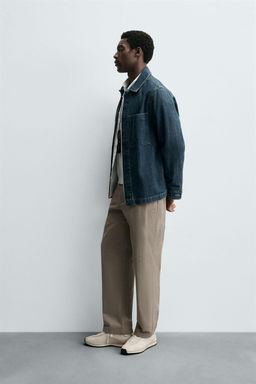 TEXTURED STRAIGHT-LEG TROUSERS