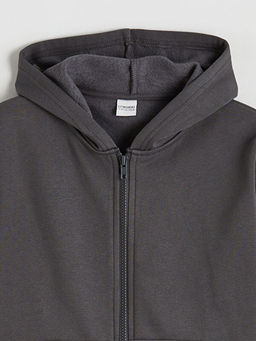 Kap??onlu Erkek ?ocuk Fermuarl? Sweatshirt