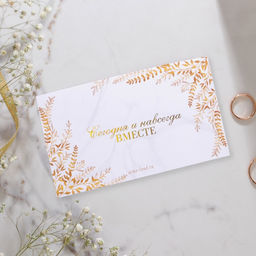 Цена за 10 шт. Приглашение на свадьбу Молодожены , с тиснением - Долго и счастливо фото 3