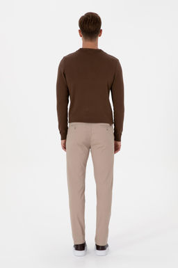 Erkek Koyu Bej Slim Fit Kanvas / Chino Pantolon