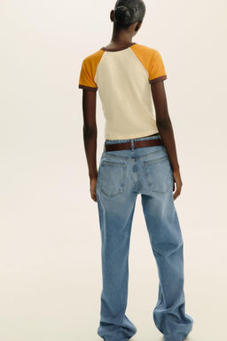 SLOGAN T-SHIRT WITH RIBBED TRIM - Zara фото 21