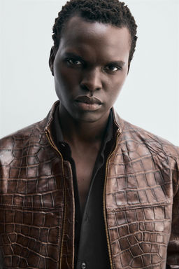 EMBOSSED LEATHER JACKET - Zara фото 5