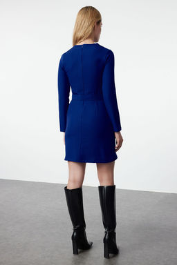 Saks Shift/Duz Kesim Kemerli Mini Dokuma Elbise TWOAW25EL00190