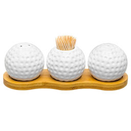 Вазочка под зубочистки + набор для специй 2 пр. 19,5*7*6 см 75 мл Сфера на деревянной подставке