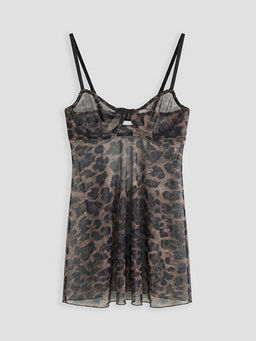 ?p Ask?l? Leopar Desenli Kad?n Fantezi Gecelik