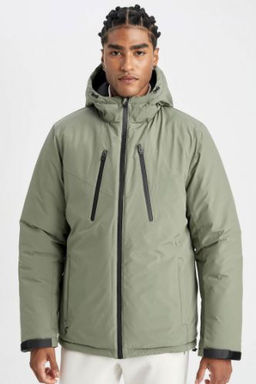 DeFactoFit Termometreli Mont Su Itici Ruzgar Gecirmez Slim Fit Dar Kesim Kapusonlu Fermuarl?