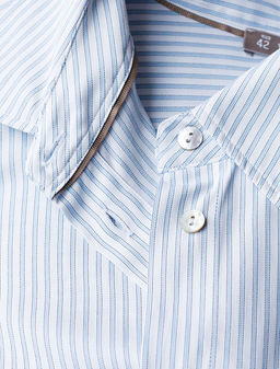 Блузка свободного силуэта в тонкую полоску из эластичного хлопка - Vilatte фото 3