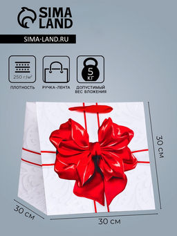 Пакет подарочный «Бант» 30×30×30 см