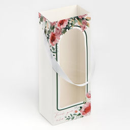 Цена за 5 шт. Пакет-переноска для цветов с пластиковым окном, «Только для тебя», белая, 30 х 12 х 8 см