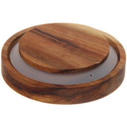 Цена за 2 шт. Банка для продуктов стеклянная 500мл "Хай-Тек" с крышкой из акации 9*10см