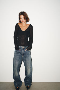 SEMI-SHEER LONG SLEEVE TOP