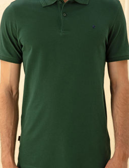 Koyu Ye_il Slim Fit %100 Pamuk Polo Yaka Basic Ti__rt