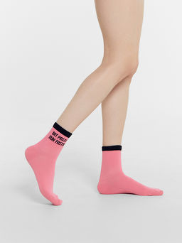 Цена за 5 пар! Носки женские розовые с надписью EAT PASTA, RUN FASTA