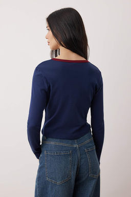 Ac?k Sar? Nak?sl? Fitted/Vucuda Oturan Kontrast Detayl? Orme T-Shirt TWOAW26TS00019 - Trendyolmilla фото 12