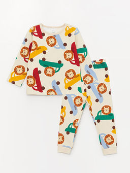 Bisiklet Yaka Bask?l? Erkek Bebek Pijama Tak?m?