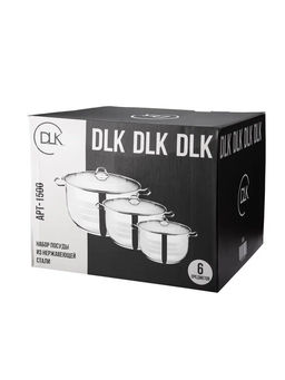 Набор посуды из нержавеющей стали из 6 (3/3) предметов, крышки металлические, арт.1500 - D.L.K. фото 5