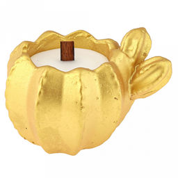 Свеча "Кактус" д8см, h6,6см, парафин, в подсвечнике из гипса, малая, время горения 8 часов, золотой (Россия)