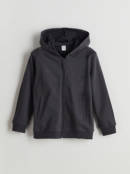 Kap??onlu Erkek ?ocuk Fermuarl? Sweatshirt