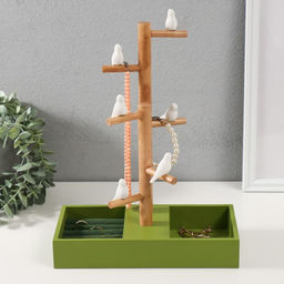 Подставка для украшений «Птички на дереве», зелёный, 24×12×32 см