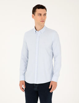 A__k Mavi Slim Fit Uzun Kollu G_mlek